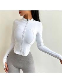 Outlet tight-fitting sports casual long-sleeved fitness clothes women's slim-fit quick-drying yoga training jacket 