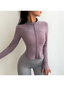 Outlet tight-fitting sports casual long-sleeved fitness clothes women's slim-fit quick-drying yoga training jacket 