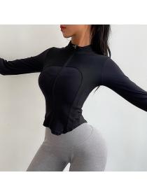 Outlet tight-fitting sports casual long-sleeved fitness clothes women's slim-fit quick-drying yoga training jacket 