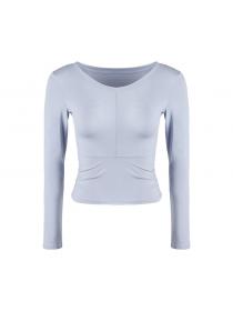 Outlet Fashion New in V-neck quick-drying yoga top women's tight-fitting long-sleeved running fitness clothes 