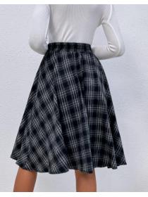 On Sale Grid Printing Tall Waist Fashion Skirt  
