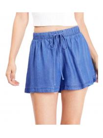 European  Style Loose Lace  Up Short Pants  