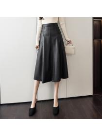 Outlet The new fashion diamond high-waist slim A-line skirt