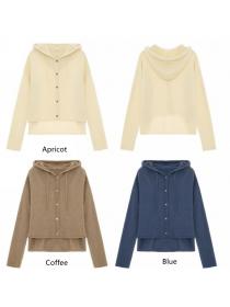Outlet Women's hooded knitted cardigan + fashion loose straight skirt /temperament suit 