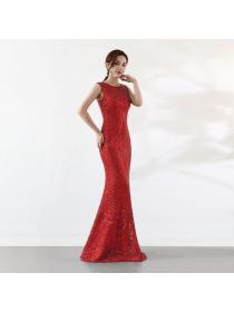 Outlet New style slim host evening fishtail long dress