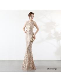 Outlet New style slim host evening fishtail long dress 