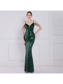 Outlet New sequined fishtail long dress performance evening dress for women