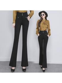 Outlet Spring new Korean style fashion high-waist casual flared trousers