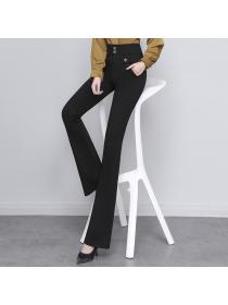 Outlet Spring new Korean style fashion high-waist casual flared trousers 