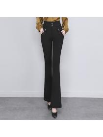 Outlet Spring new Korean style fashion high-waist casual flared trousers 