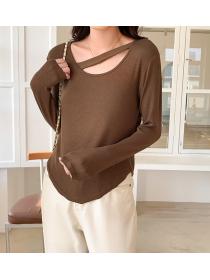 Outlet Screw thread bottoming shirt Western style tops