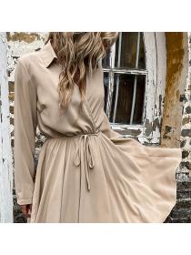 For Sale Lapel spring long sleeve European style dress