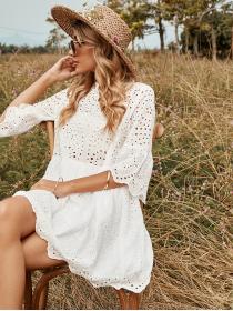 Outlet Spring and summer white European style dress for women