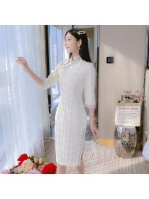 Vintage style long cheongsam spring and summer dress
