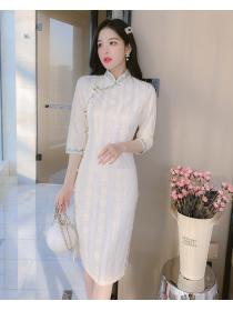 Vintage style long cheongsam spring and summer dress