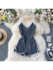 Outlet Mixed colors sports shorts simple jumpsuit