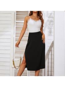 Outlet Spring and summer new split temperament knitted all-match plain skirt