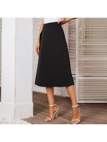 Outlet Spring and summer new split temperament knitted all-match plain skirt