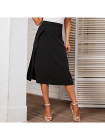 Outlet Spring and summer new split temperament knitted all-match plain skirt