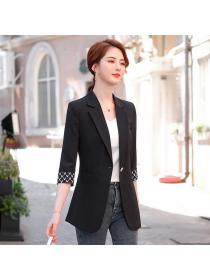 Outlet Thin temperament black tops Casual short sleeve slim coat