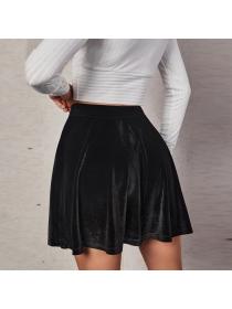 Outlet Women's Casual Plain Velvet Skirt Short Mini A-Line Skirt