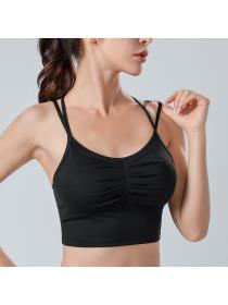 Outlet Sports bra with chest pad underwear women's yoga clothes gathered running sling fitness br...