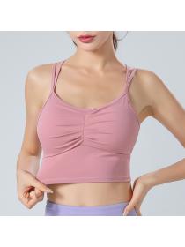 Outlet Sports bra with chest pad underwear women's yoga clothes gathered running sling fitness bra