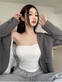 Outlet Bottoming Korean style sloping shoulder vest
