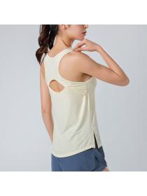 Spring and summer sleeveless sports vest women's striped loose yoga vest quick-drying sports top