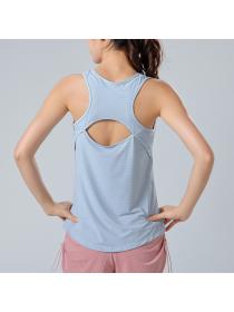 Spring and summer sleeveless sports vest women's striped loose yoga vest quick-drying sports top