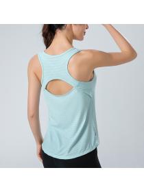 Spring and summer sleeveless sports vest women's striped loose yoga vest quick-drying sports top