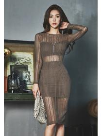 Outlet Fashion sexy slim spring temperament perspective dress