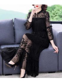 European Style Embroidery  Hollow Out Gauze Matching Dress