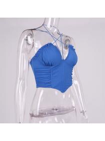 Outlet hot style Sexy mesh fishbone pleated camisole short vest for women