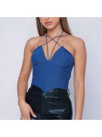 Outlet hot style Sexy mesh fishbone pleated camisole short vest for women