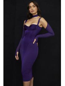 Outlet Hot style Women's satin mesh Plain Corset Halter Long dress