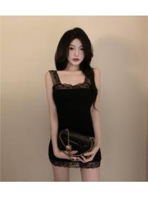 Outlet Bottoming lace package hip dress wrapped chest strap T-back