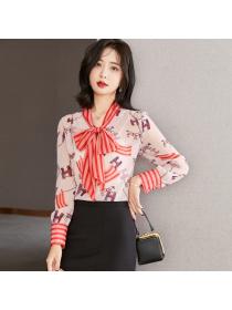 Outlet Long sleeve tender frenum chiffon shirt elegant Korean style tops