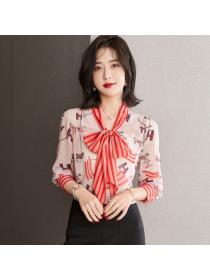 Outlet Long sleeve tender frenum chiffon shirt elegant Korean style tops