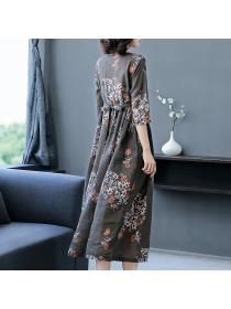 Outlet European Style Temperament printing light spring loose dress for women