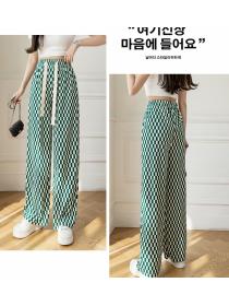 Outlet Chessboard Casual black-white loose slim pants for women