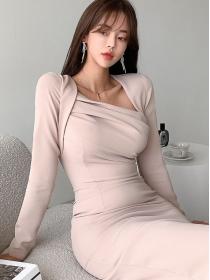 Korean Style Irrgular Sexy Drape Slim Dress