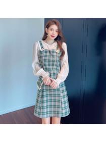 Outlet Vintage style with bag college style France style dress 2pcs set