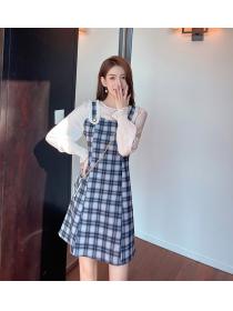 Outlet Vintage style with bag college style France style dress 2pcs set