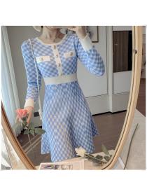 Outlet Long sleeve pinched waist fashion and elegant spring dress