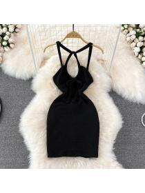 Outlet Fashion halter sexy Korean style slim dress