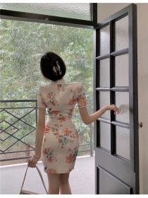 Outlet Chinese style light dress short maiden cheongsam for women