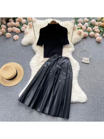 On Sale Pullover spring tops short skirt 2pcs set for women