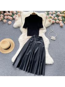 On Sale Pullover spring tops short skirt 2pcs set for women