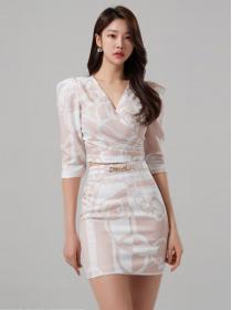 Korean Style V  Collars Sexy Slim Suits 